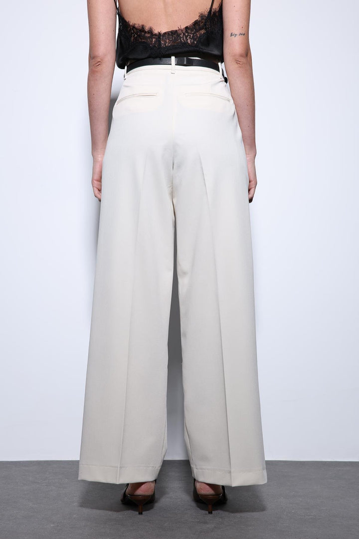 ANT Antioch Ecru Wide Leg Women's Pants - Galeana