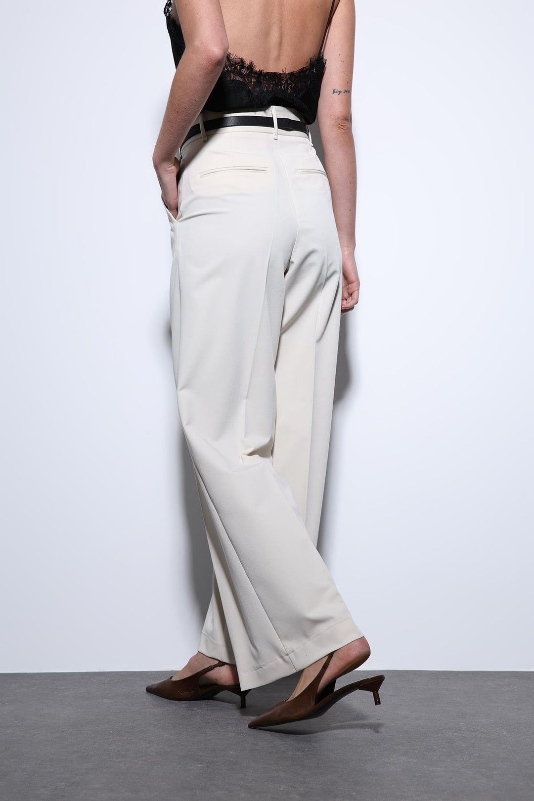 ANT Antioch Ecru Wide Leg Women's Pants - Galeana