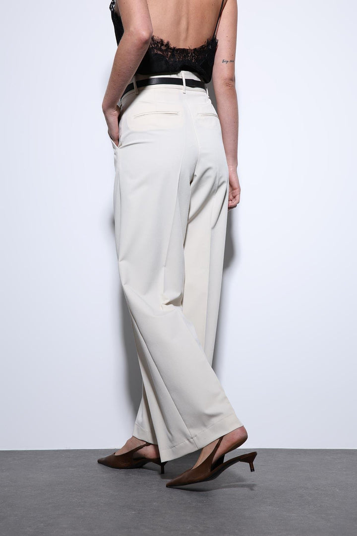 ANT Antioch Ecru Wide Leg Women's Pants - Galeana