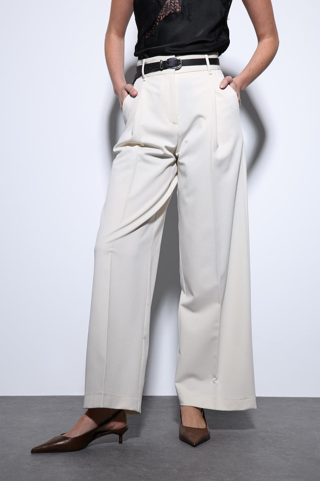 ANT Antioch Ecru Wide Leg Women's Pants - Galeana