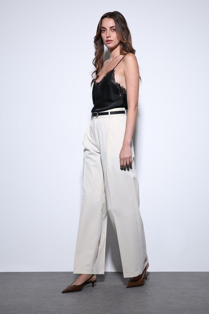 ANT Antioch Ecru Wide Leg Women's Pants - Galeana