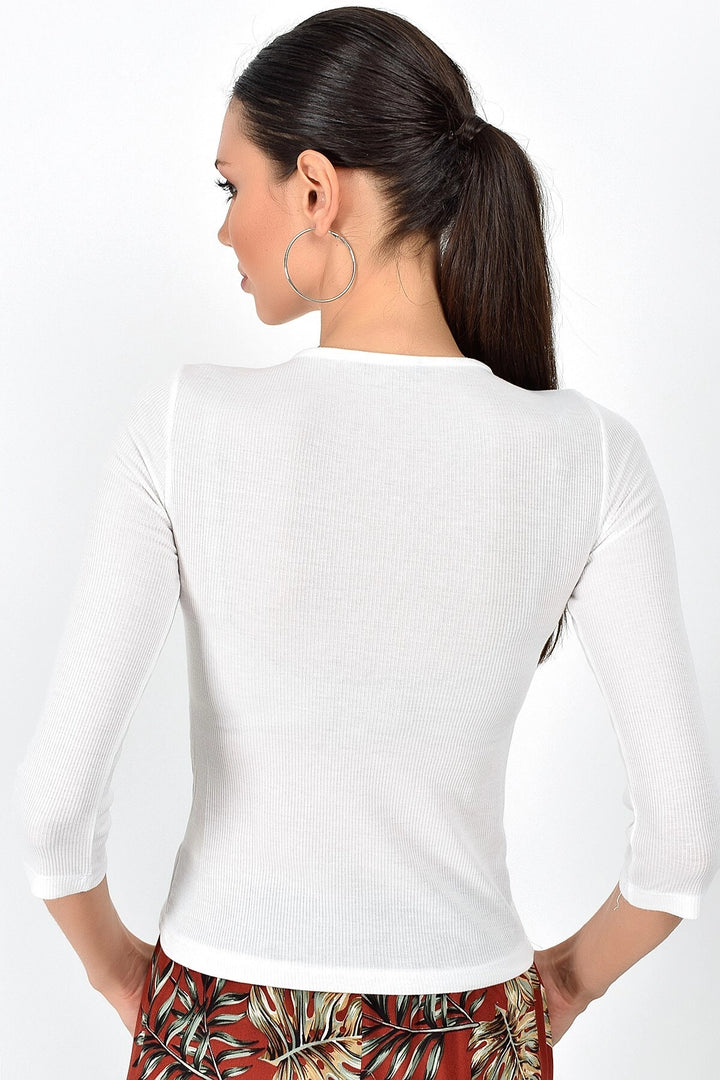 Ecru Ring Detailed Long Sleeve Blouse CO-259362911 - Manukau City