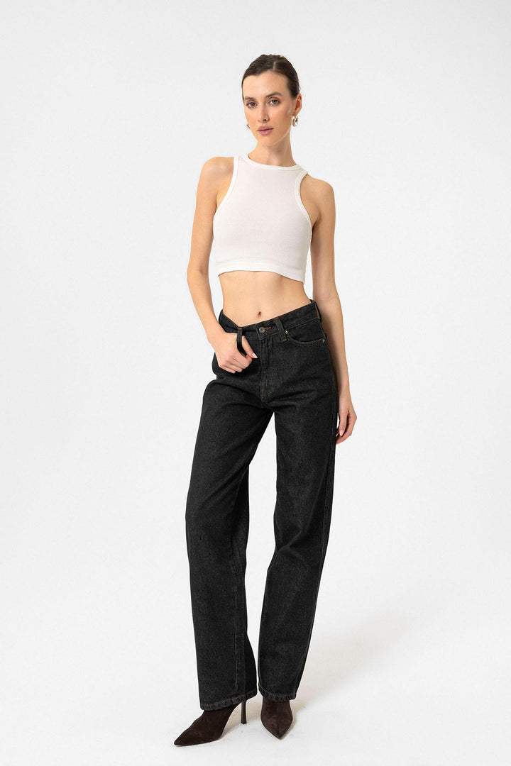 ANT Antioch Ecru Women's Ribbed Crop Tank Top - Cluj-Napoca