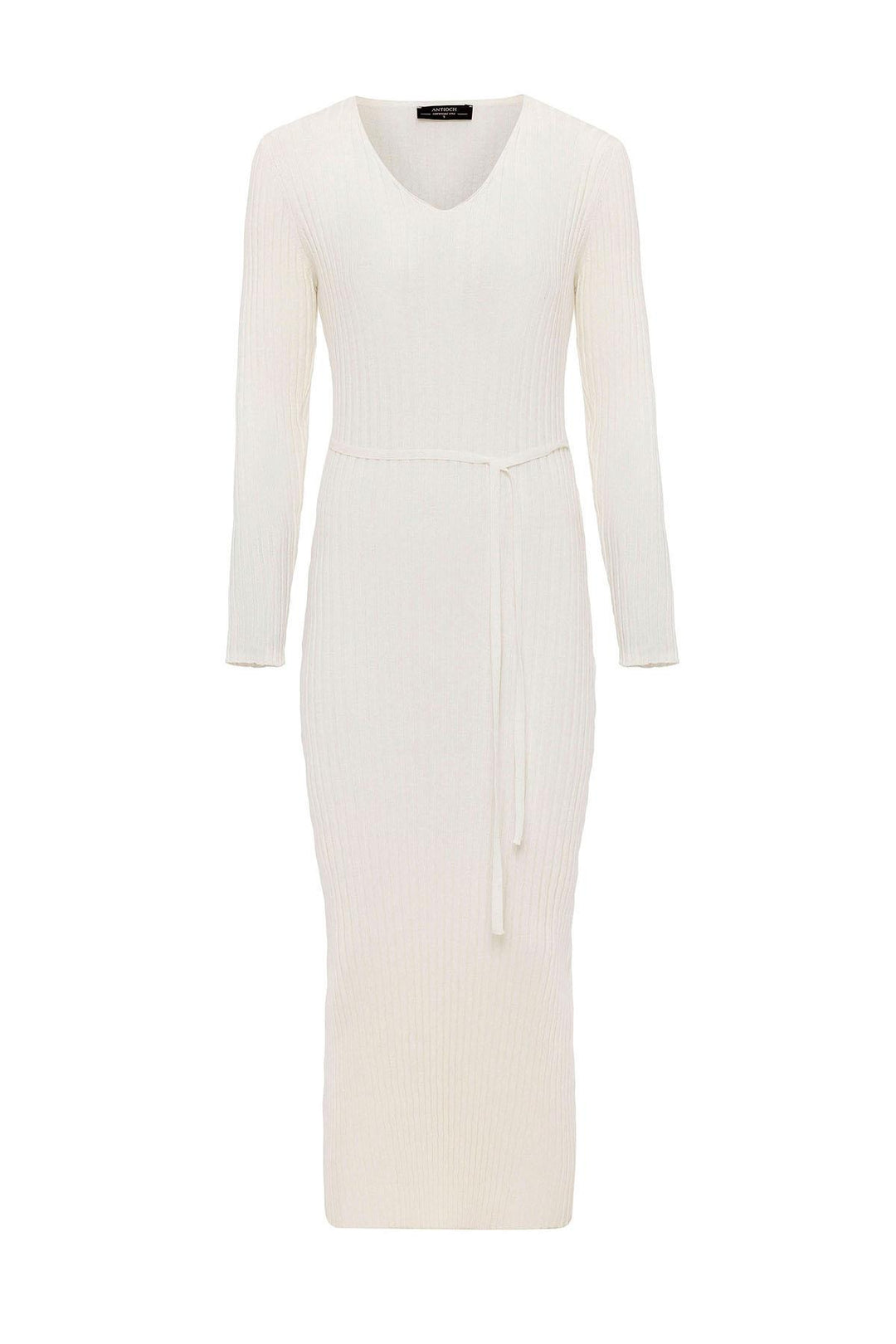 ANT Antioch Ecru Women's Ribbed Knit Midi Dress - Rio Rancho