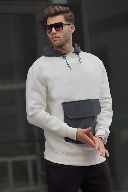 MDX Ecru Kangaroo Pocket Hooded Men's Sweatshirt 6138 - Manchester