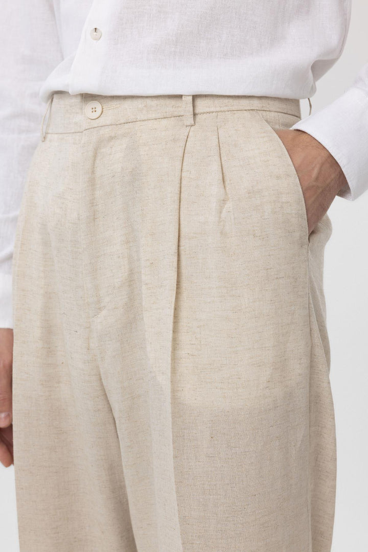 ANT Antioch Ekru Keten Karışımlı Erkek Baggy Pantolon - Watsonville