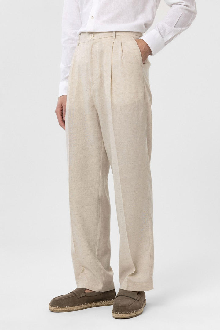 ANT Antioch Ekru Keten Karışımlı Erkek Baggy Pantolon - Watsonville