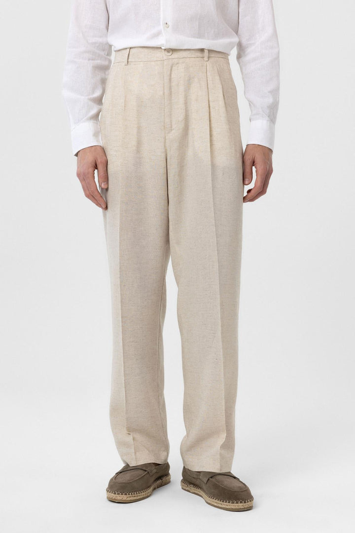 ANT Antioch Ekru Keten Karışımlı Erkek Baggy Pantolon - Watsonville