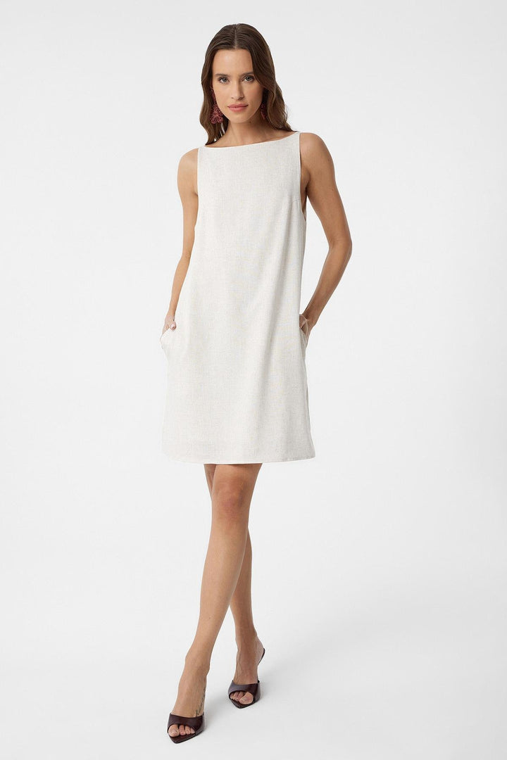 ANT Antioch Ecru Linen Blend Women's Mini Dress - Waterlooville