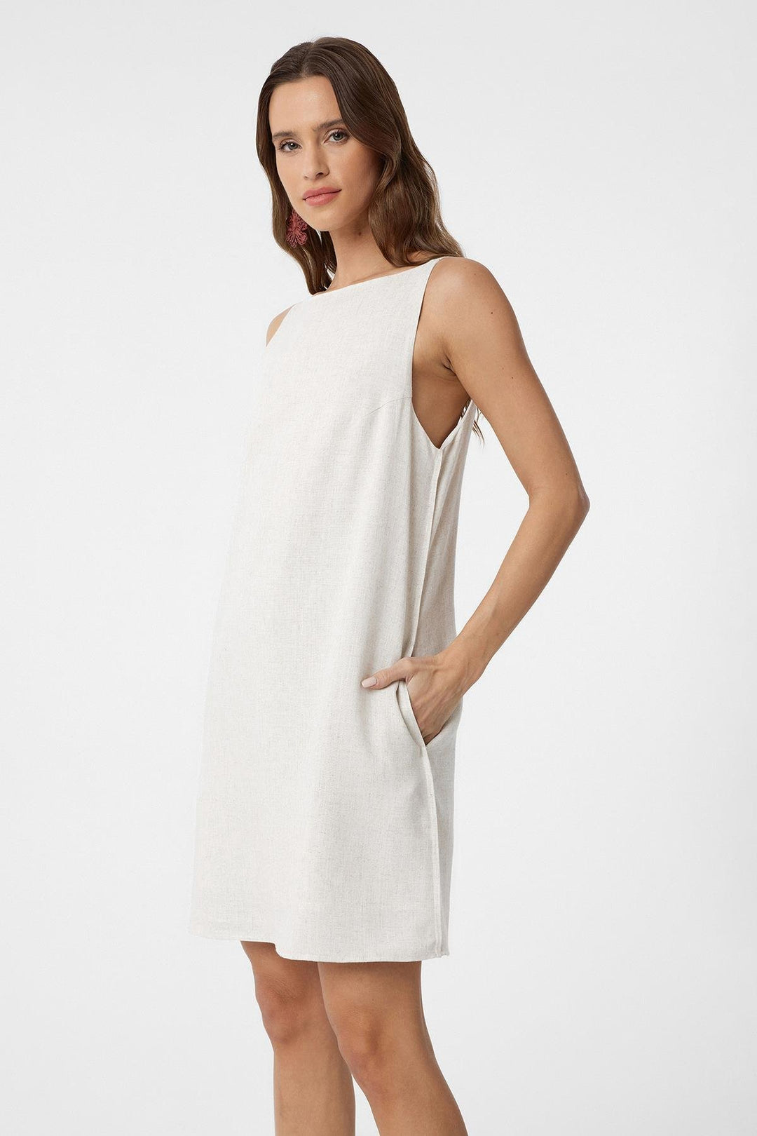 ANT Antioch Ecru Linen Blend Women's Mini Dress - Waterlooville