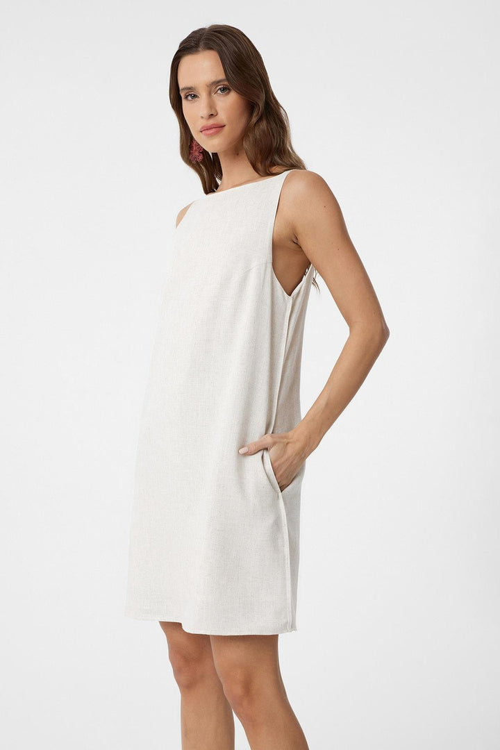 ANT Antioch Ecru Linen Blend Women's Mini Dress - Waterlooville