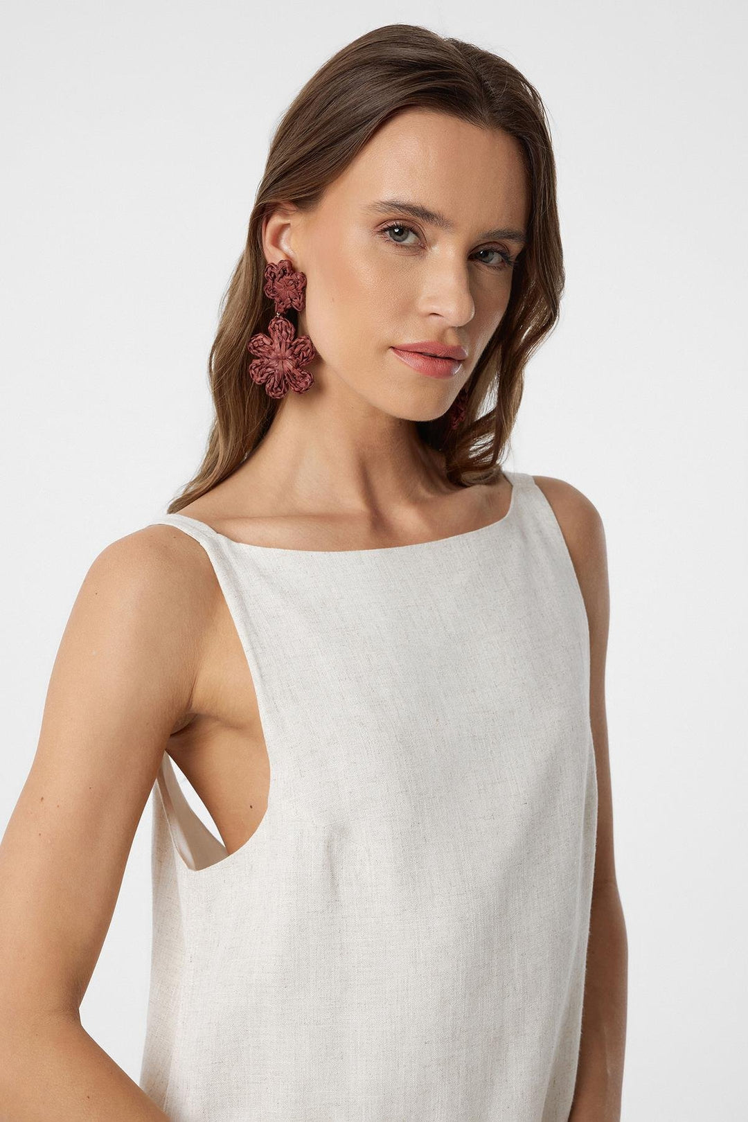 ANT Antioch Ecru Linen Blend Women's Mini Dress - Waterlooville