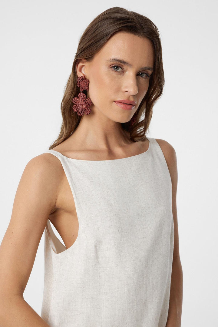 ANT Antioch Ecru Linen Blend Women's Mini Dress - Waterlooville