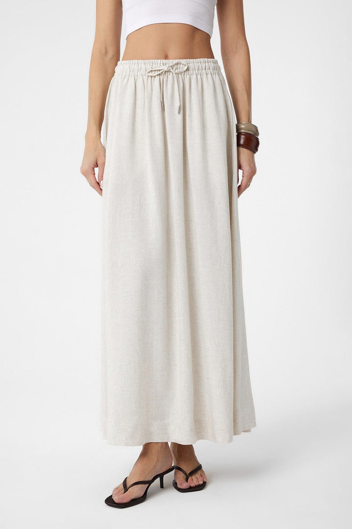ANT Antioch Ecru Linen Blend Women's Long Skirt - Ciudad Manuel Doblado