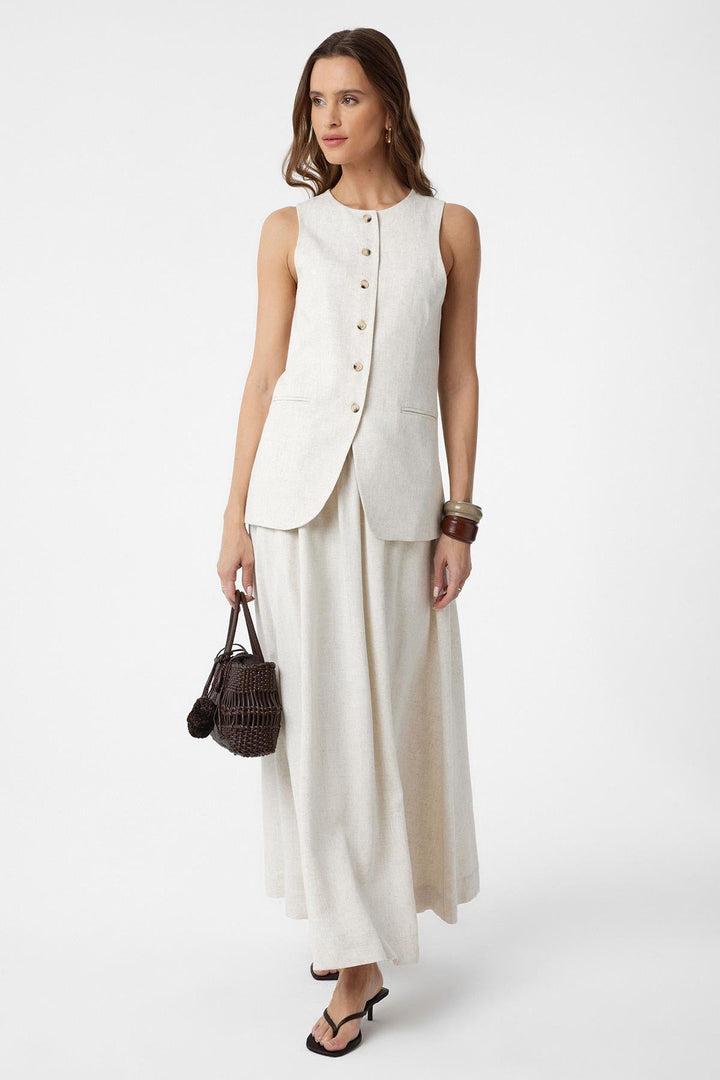 ANT Antioch Ecru Linen Blend Women's Long Skirt - Ciudad Manuel Doblado