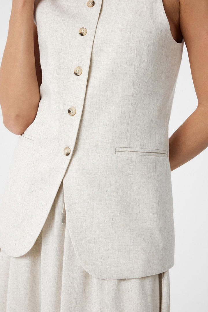 ANT Antioch Ecru Linen Blend Women's Long Vest - Hinckley