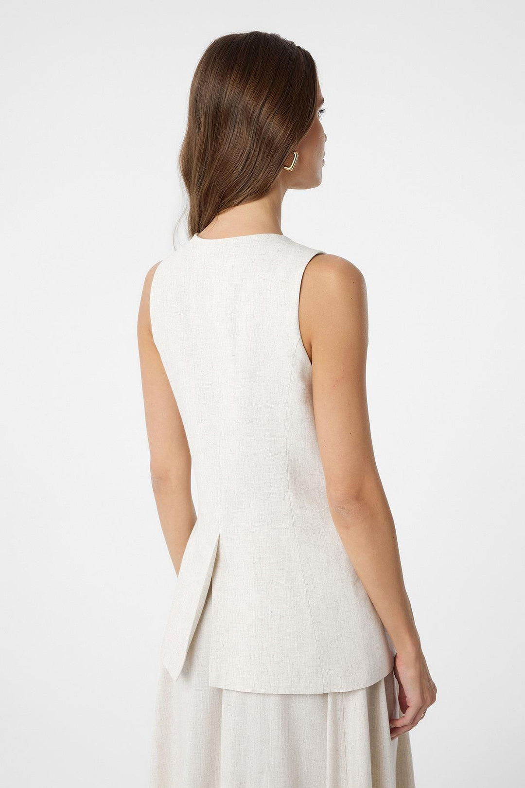 ANT Antioch Ecru Linen Blend Women's Long Vest - Hinckley