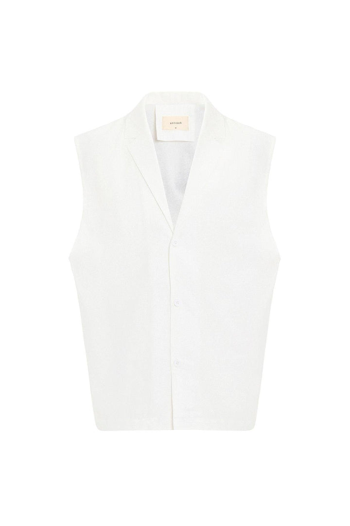 ANT Antioch Ecru Linen Blend Sleeveless Men's Shirt - Gjilan