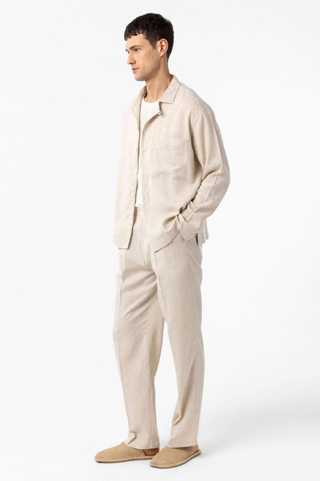ANT Antioch Ecru Cotton Blend Relax Fit Men's Shirt - Lauderhill