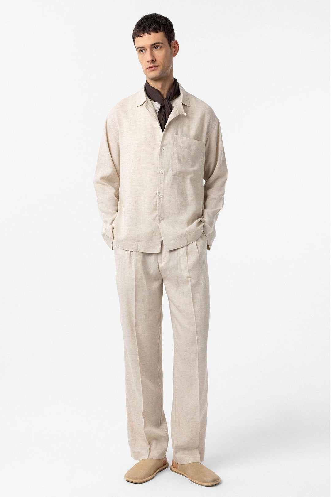 ANT Antioch Ecru Cotton Blend Relax Fit Men's Shirt - Lauderhill