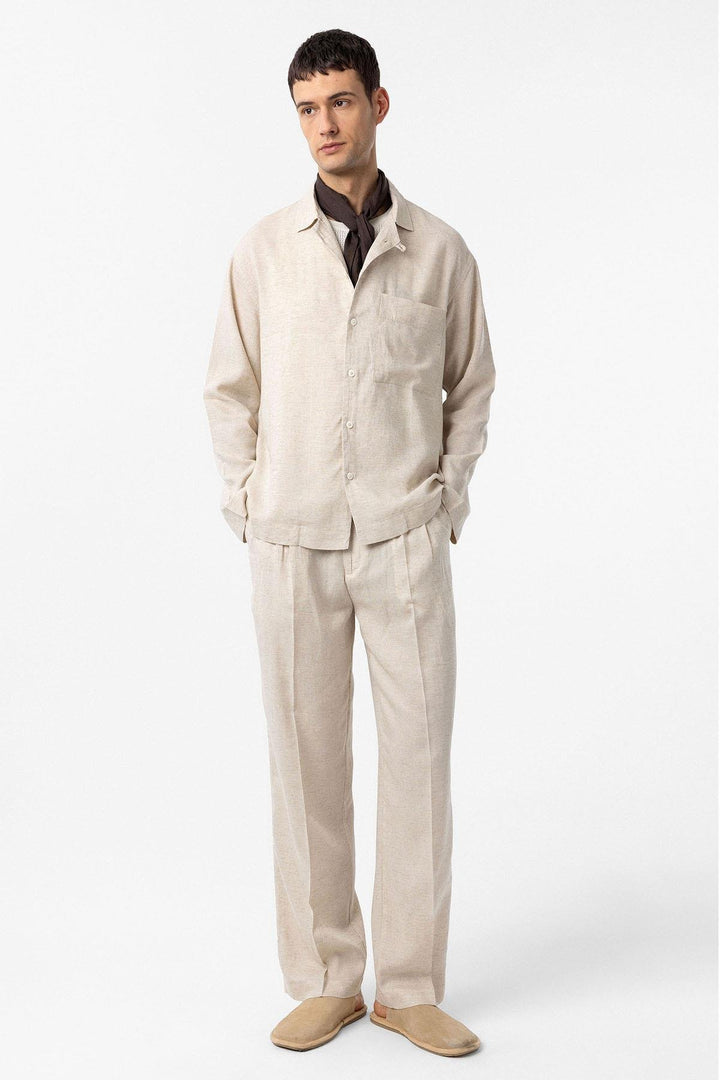 ANT Antioch Ecru Cotton Blend Relax Fit Men's Shirt - Lauderhill