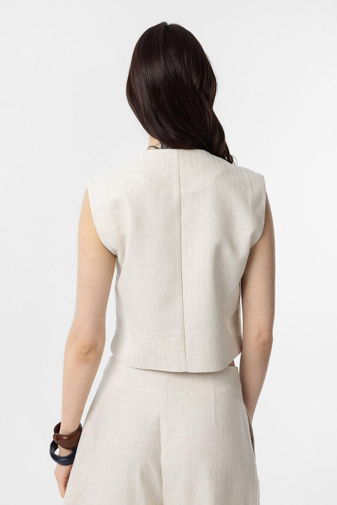 ANT Antioch Ecru Linen Blend Relax Fit Women's Vest - Heilbronn