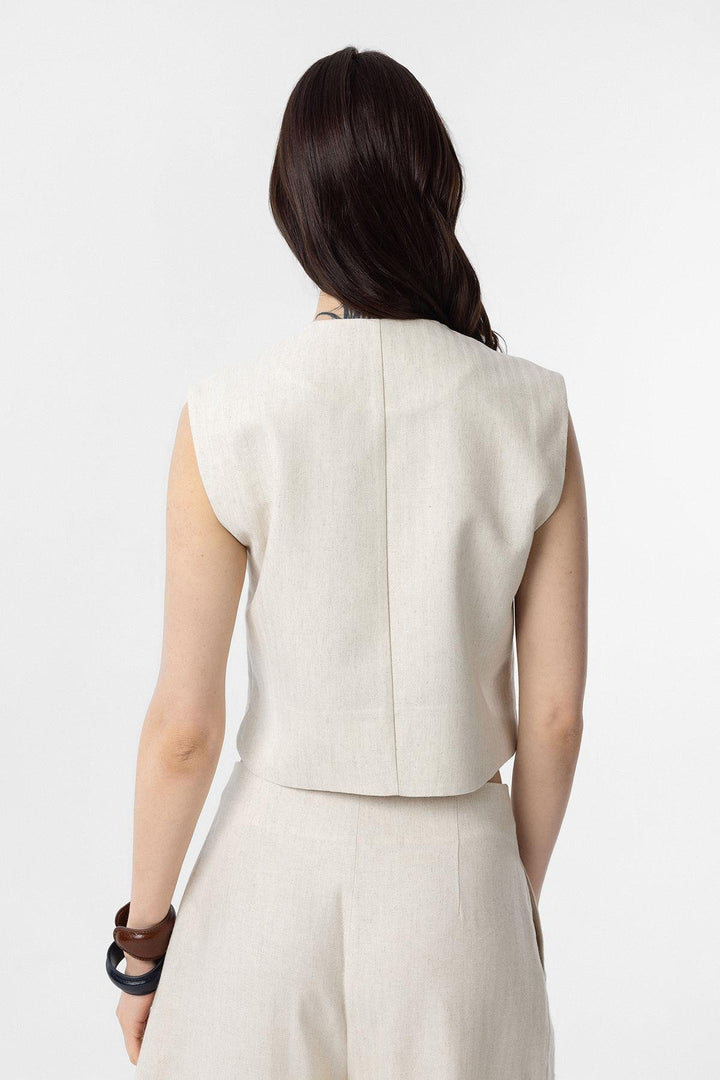 ANT Antioch Ecru Linen Blend Relax Fit Women's Vest - Heilbronn