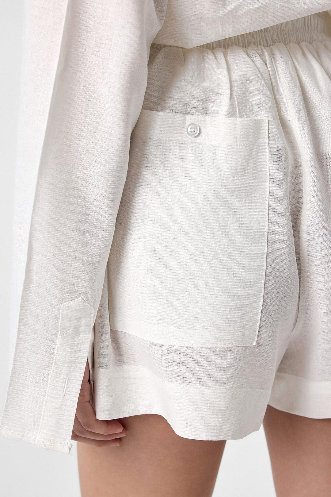 ANT Antioch Ecru Linen Blend Shorts-Shirt Women's Set - Elmshorn