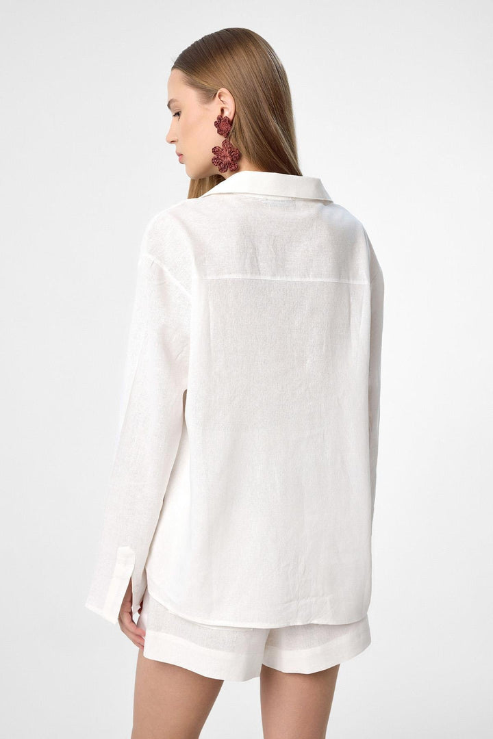 ANT Antioch Ecru Linen Blend Shorts-Shirt Women's Set - Elmshorn