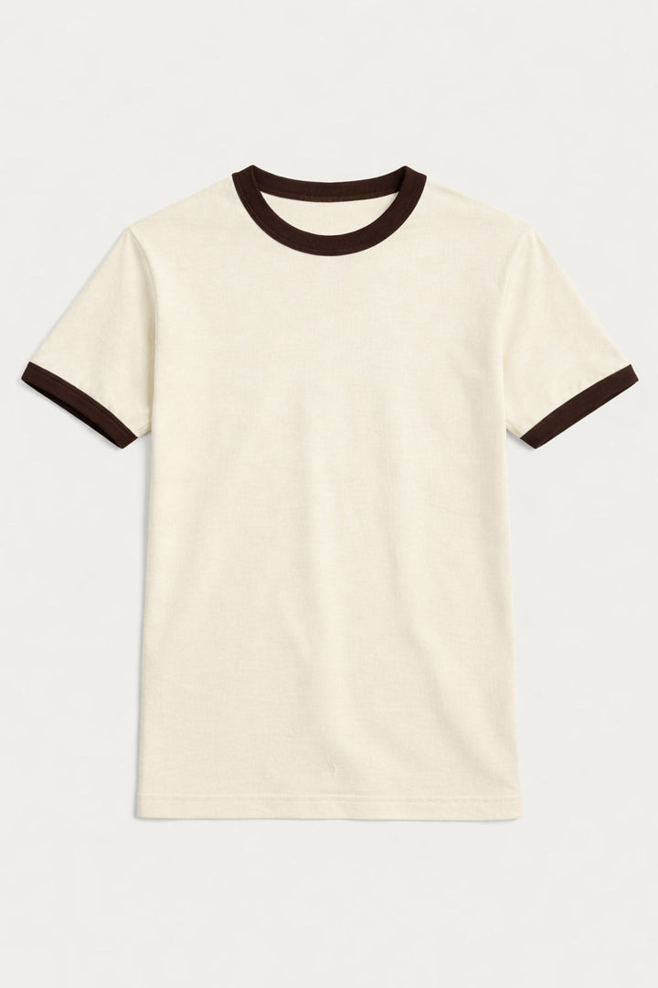 ANT Antioch Ekru Kontrast Yaka Erkek T-Shirt - Campeche