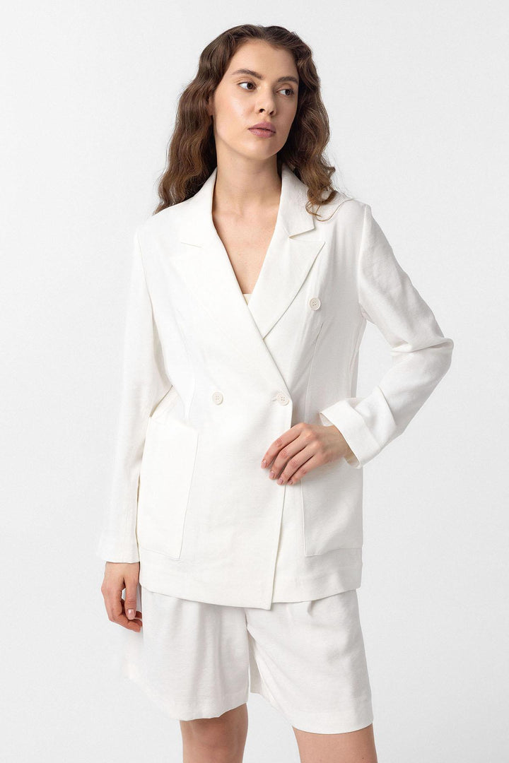 ANT Antioch Ecru Crossed Women's Blazer Jacket - Barrie