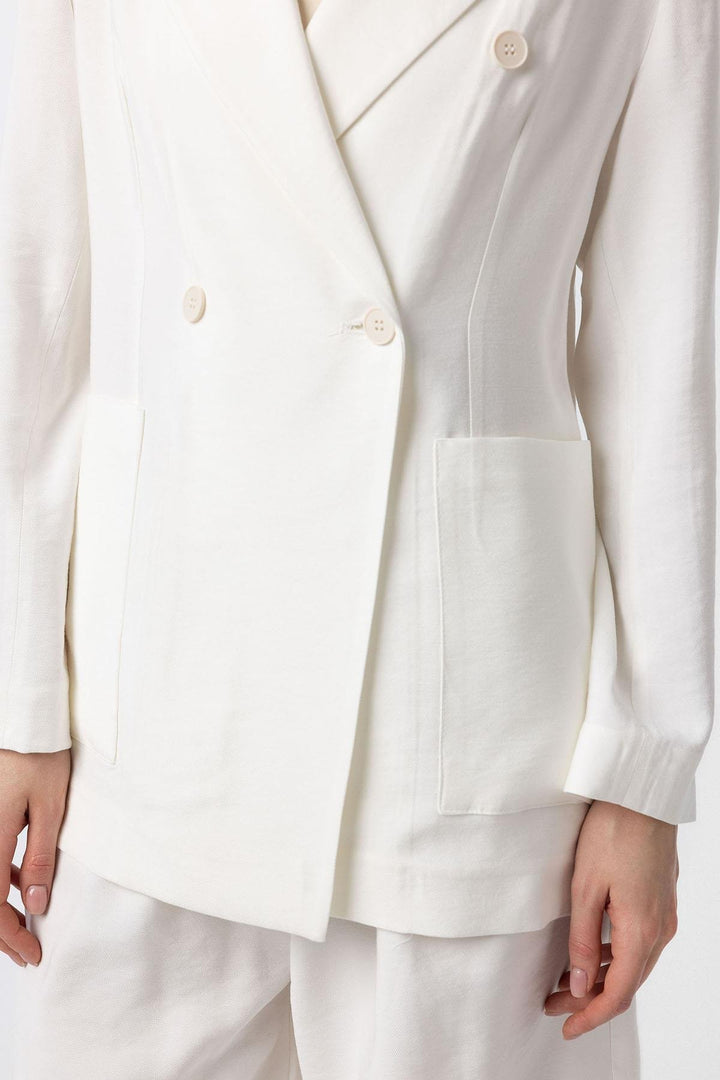 ANT Antioch Ecru Crossed Women's Blazer Jacket - Barrie
