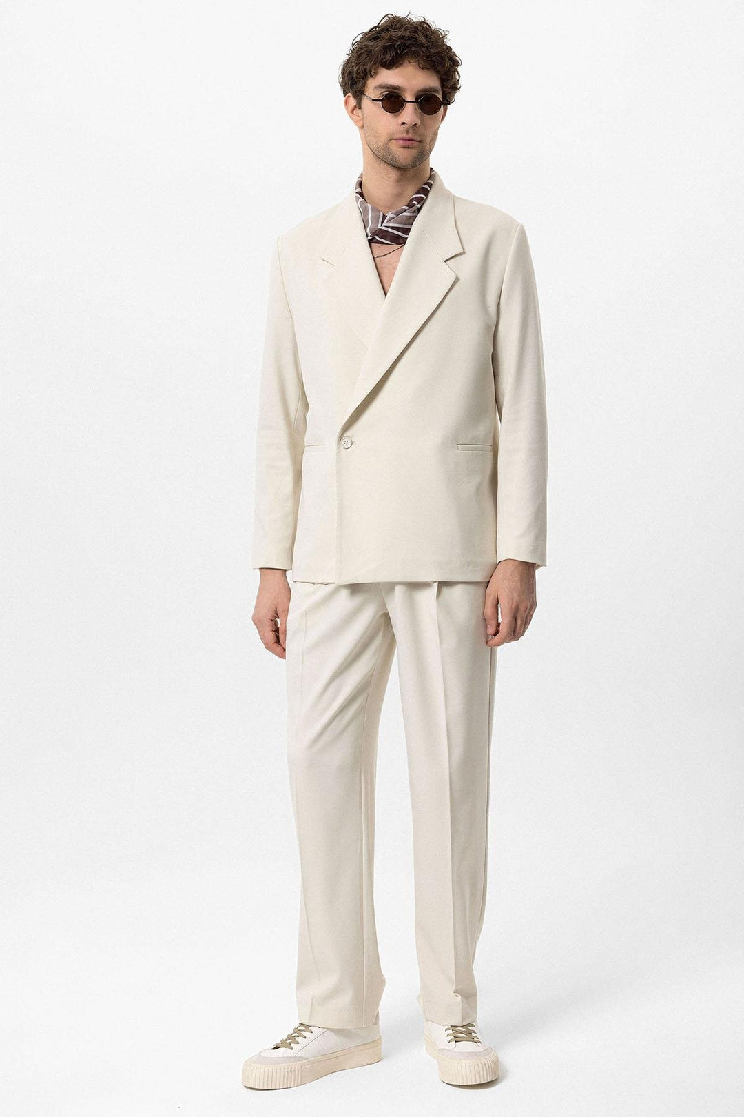 ANT Antioch Ecru Cross Closure Flap Pocket Men's Blazer Jacket - Medford