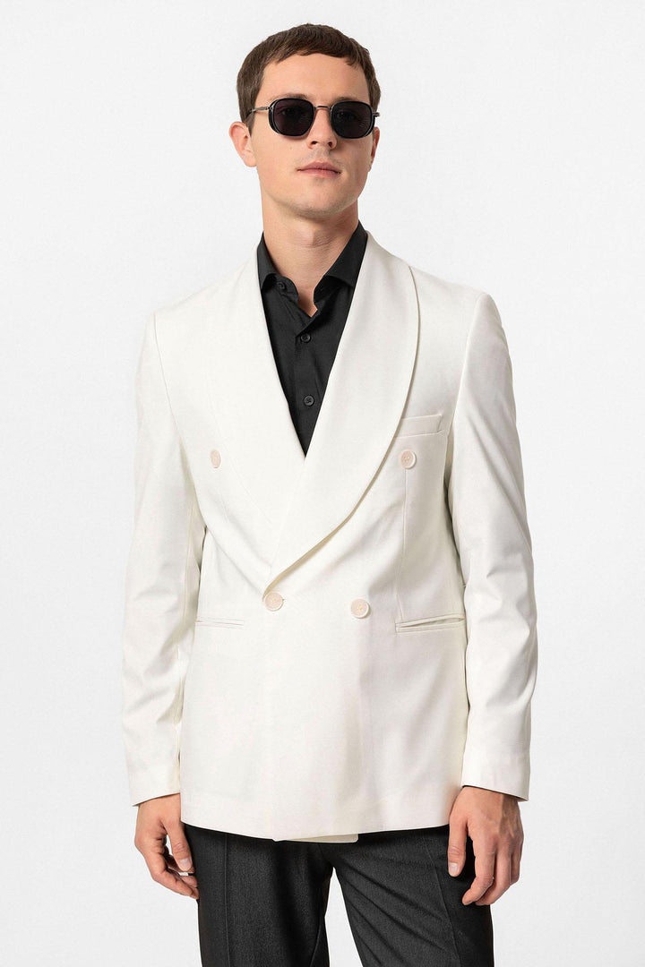 ANT Antioch Ecru Cross Closure Regular Fit Men's Blazer Jacket - Brianka