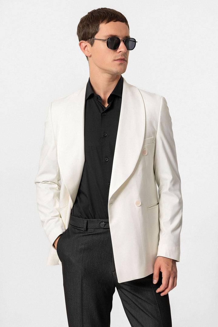 ANT Antioch Ecru Cross Closure Regular Fit Men's Blazer Jacket - Brianka