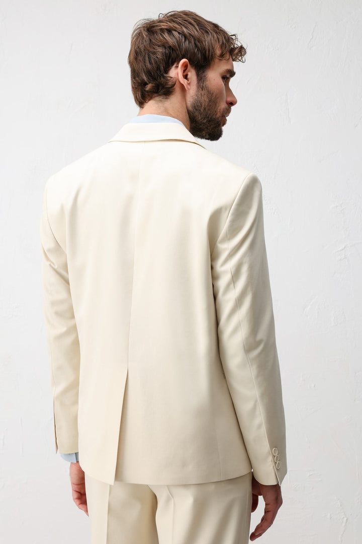 ANT Antioch Ekru Kruvaze Relaxed Fit Erkek Blazer Ceket - Quebec City