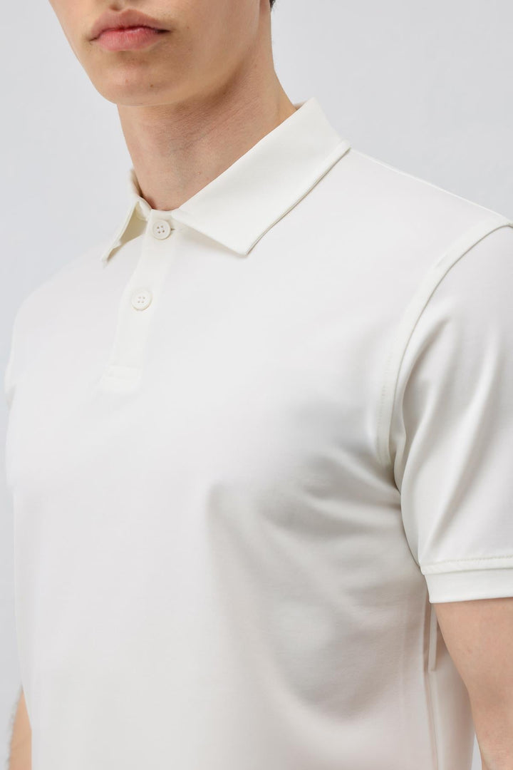 ANT Antioch Ekru Lyocell Karışımlı Polo Yaka Erkek T-Shirt - Fountainebleau