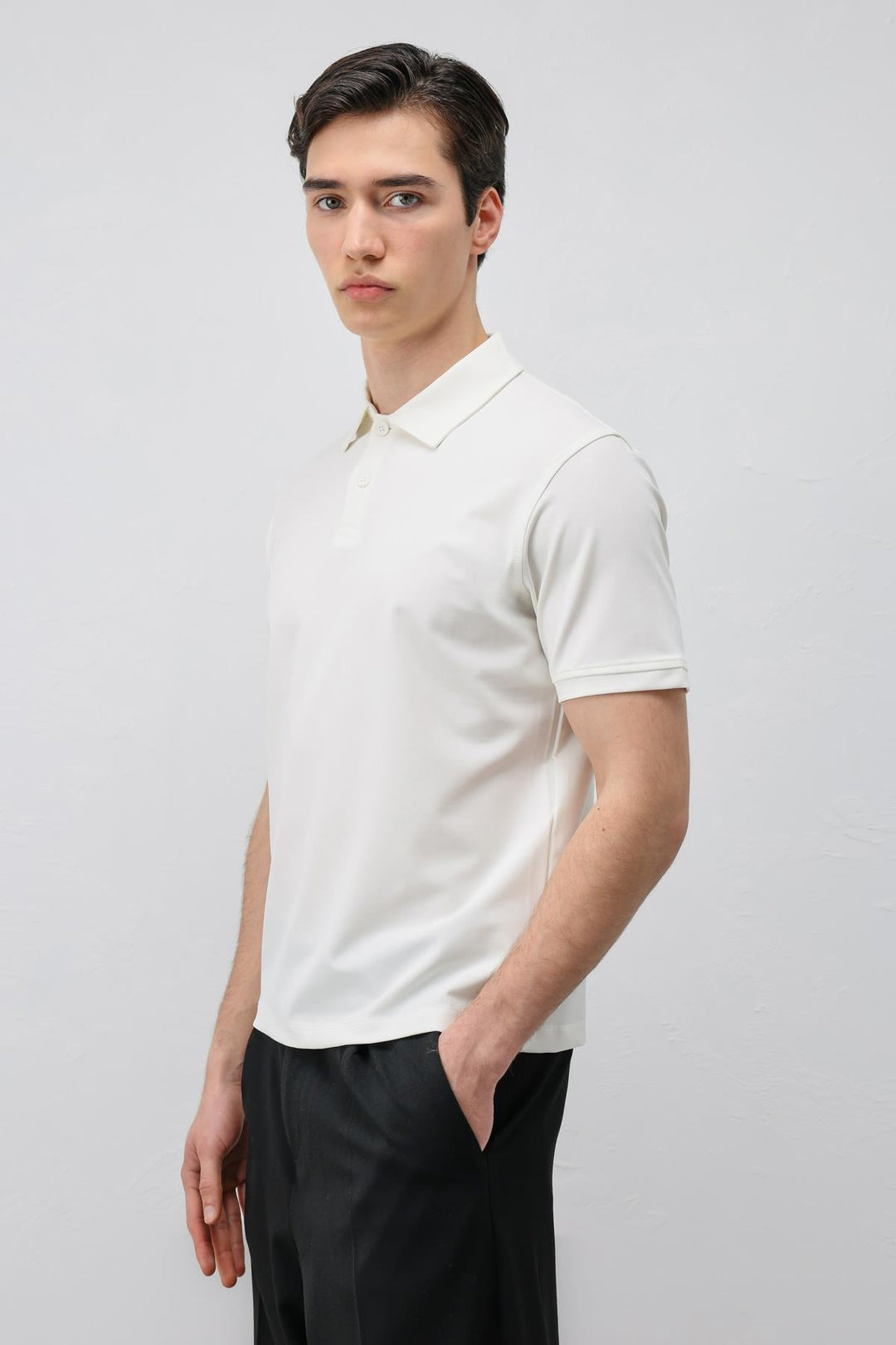ANT Antioch Ekru Lyocell Karışımlı Polo Yaka Erkek T-Shirt - Fountainebleau