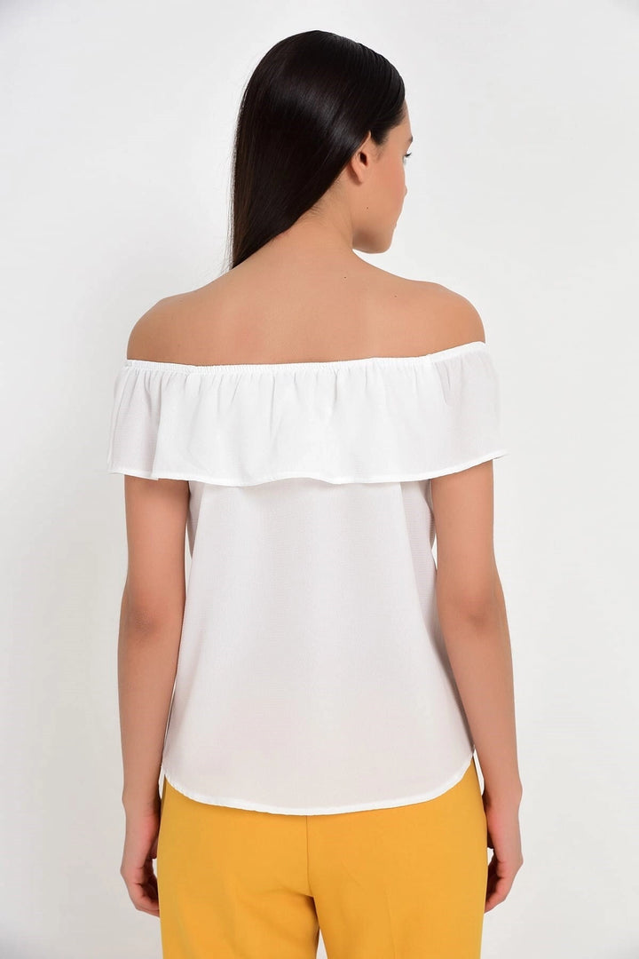 Ecru Madonna Neck Sleeveless Blouse CO-2591818361 - Ewing