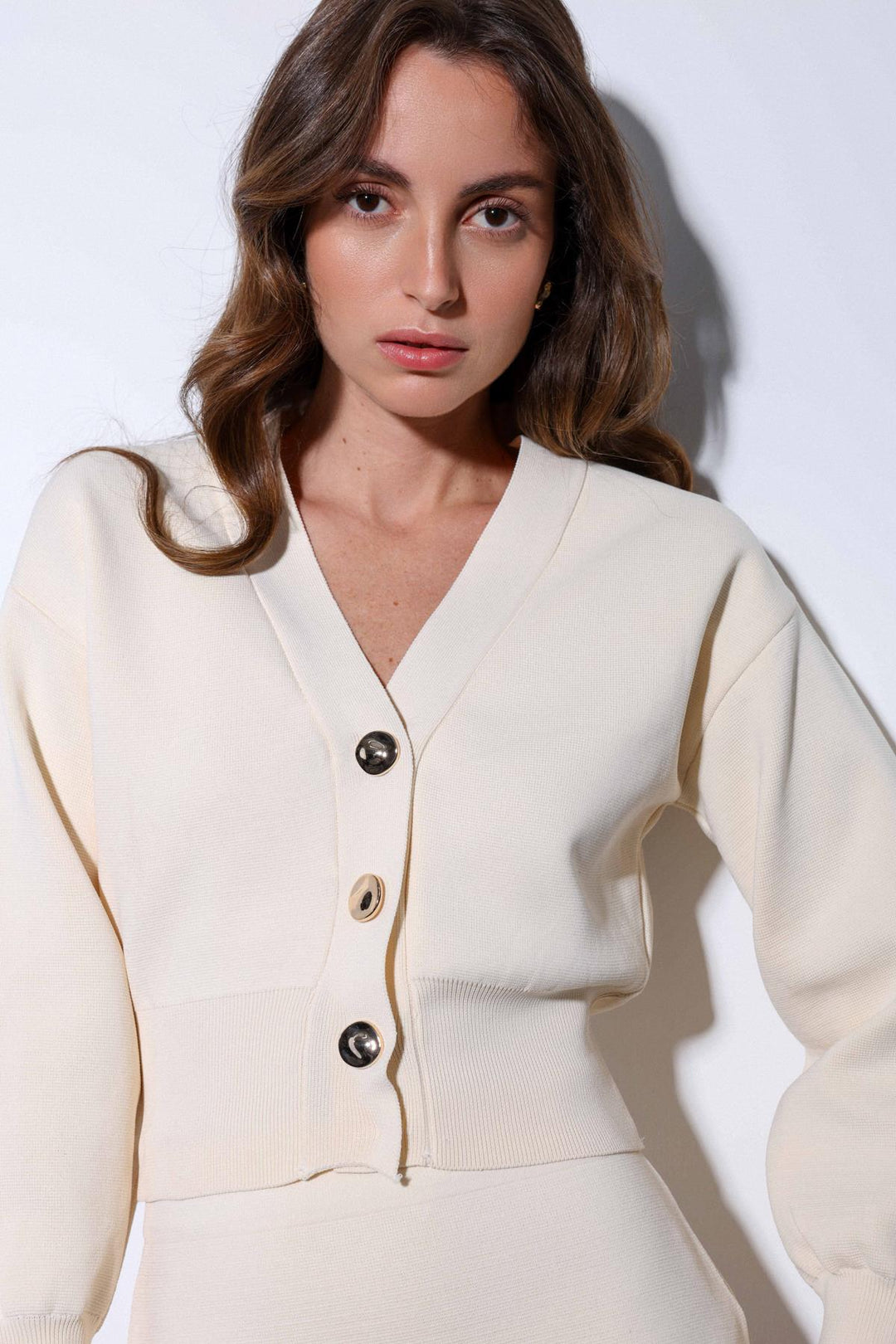 ANT Antioch Ecru Metal Button Women's Knit Cardigan - Hendersonville