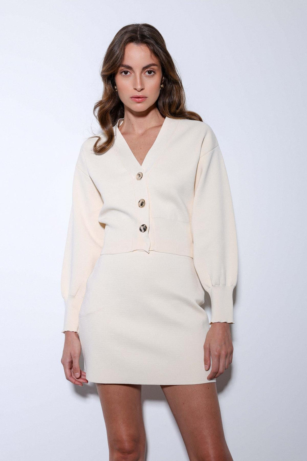 ANT Antioch Ecru Metal Button Women's Knit Cardigan - Grand Rapids