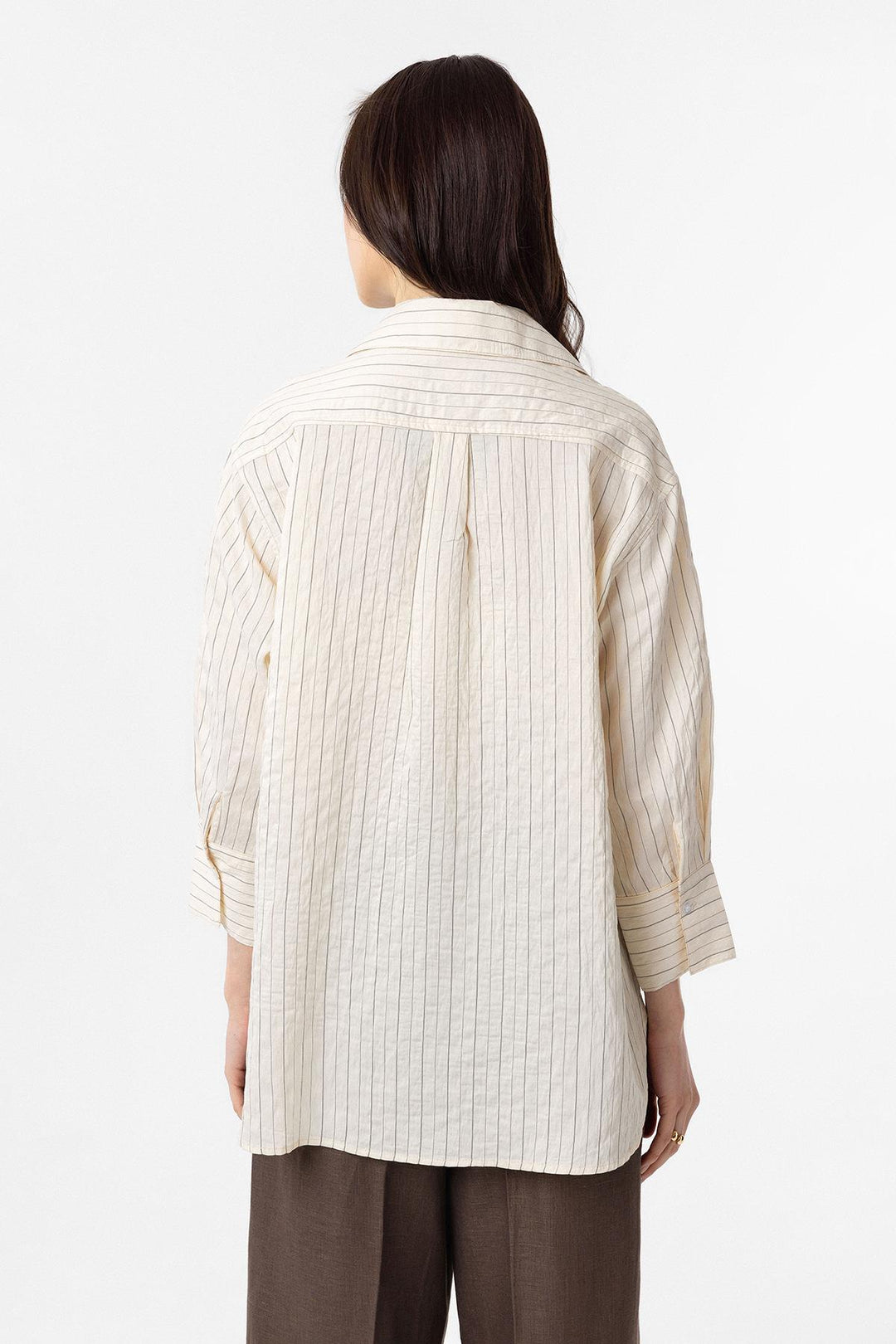 ANT Antioch Ecru Modal Fabric Striped Women's Shirt - Falkirk