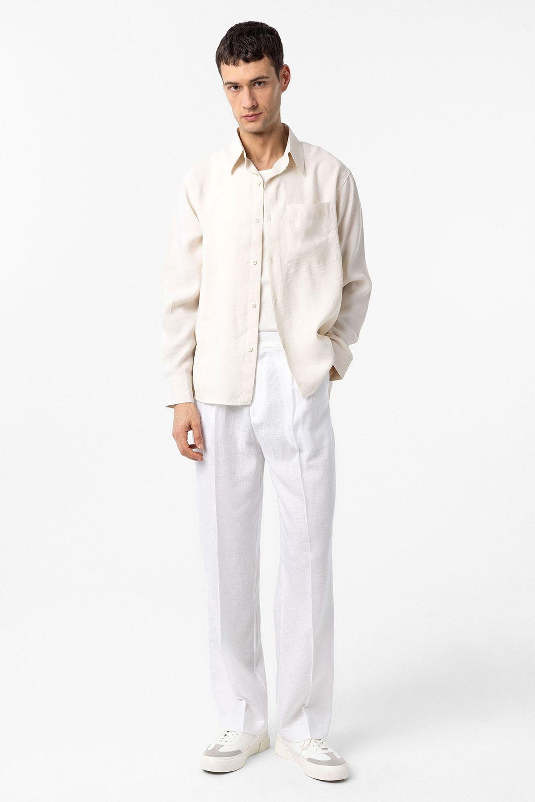 ANT Antioch Ecru Modal Fabric Relax Fit Men's Shirt - Belfort