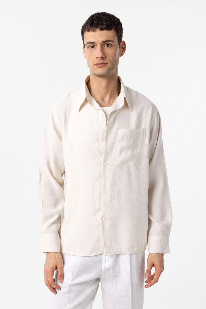 ANT Antioch Ecru Modal Fabric Relax Fit Men's Shirt - Belfort