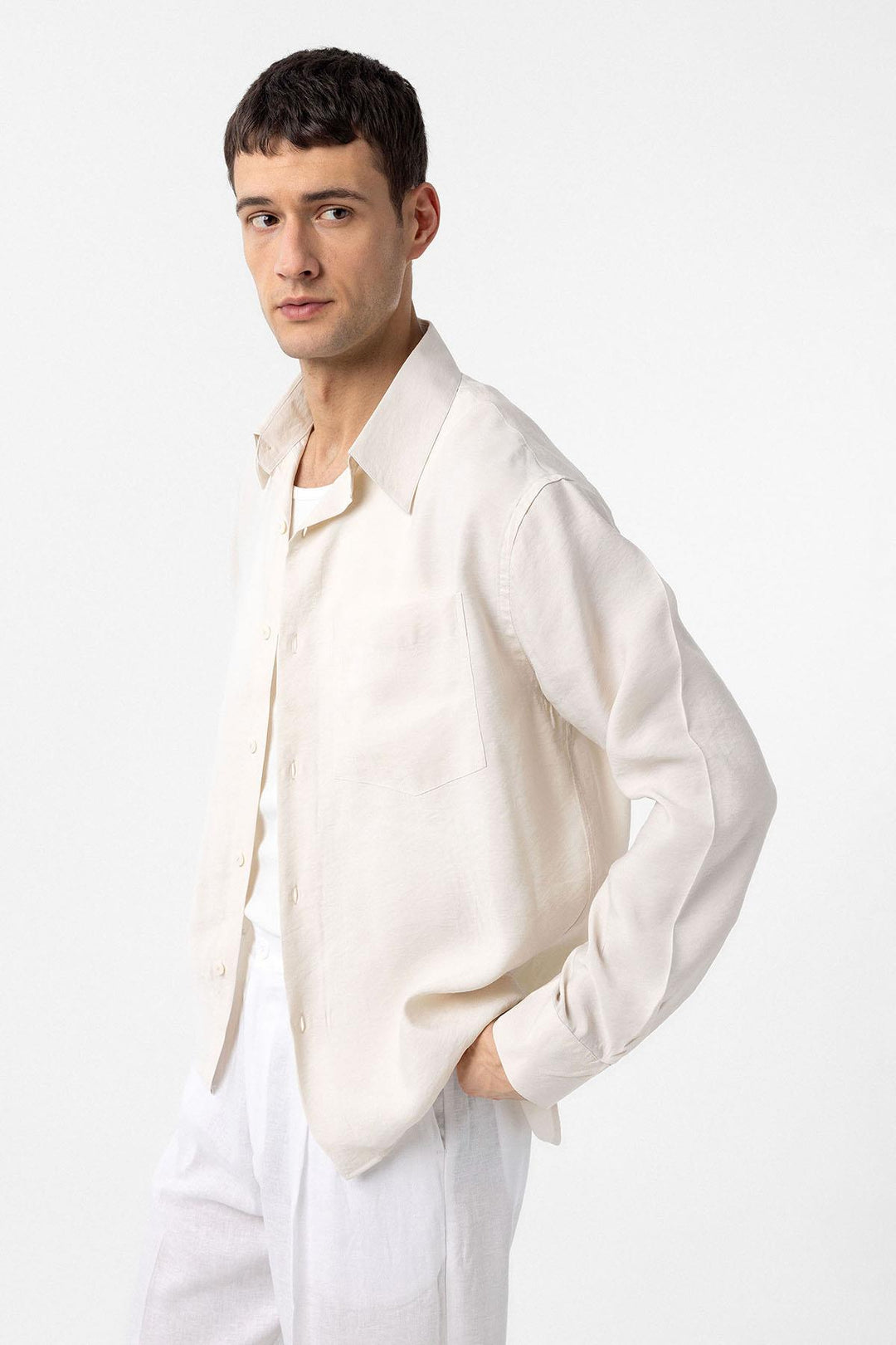 ANT Antioch Ecru Modal Fabric Relax Fit Men's Shirt - Belfort