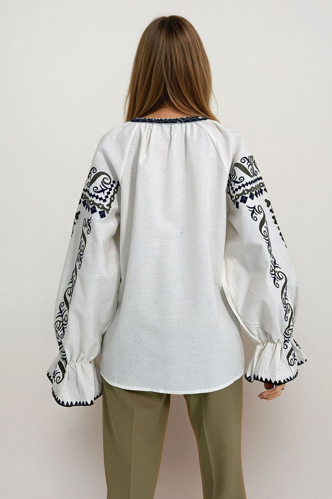 Ecru Embroidered Blouse BCHESQ-251131 - Port Charlotte