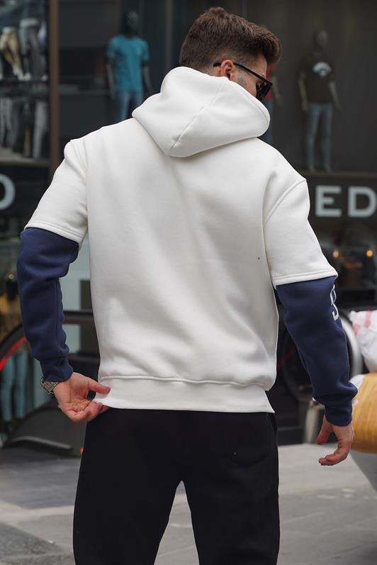 MDX Ecru Hoodie Sweatshirt with Embroidery 6141 - Málaga