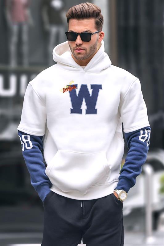 MDX Ecru Hoodie Sweatshirt with Embroidery 6141 - Málaga