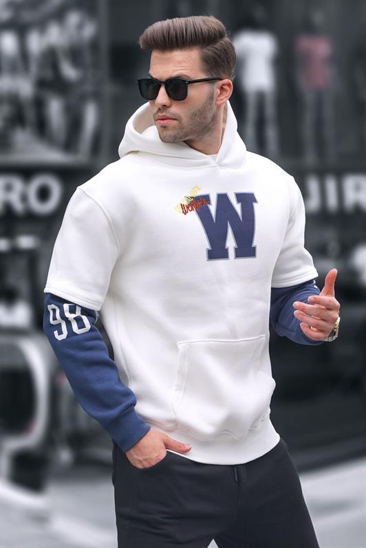 MDX Ecru Hoodie Sweatshirt with Embroidery 6141 - Málaga