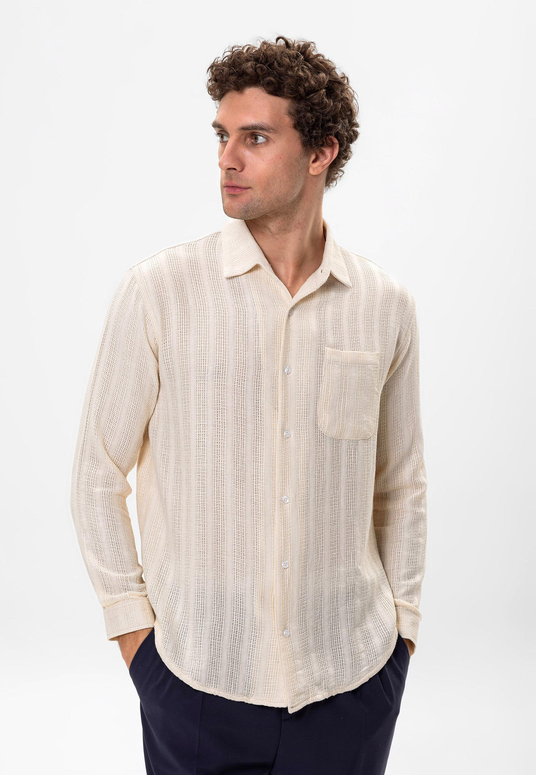 ANT Knitted Detailed Men's Shirt - Campbell